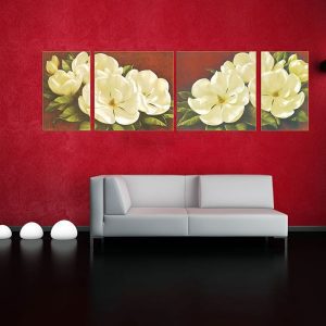 Bộ 4 tranh ghép hoa trà MS0466