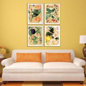 Bộ 4 tranh các loại quả màu sắc vitage MS0476