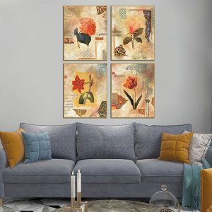 Bộ 4 tranh các loài hoa cổ điển MS0483
