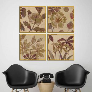 Bộ 4 tranh hoa lá cổ điển MS0484