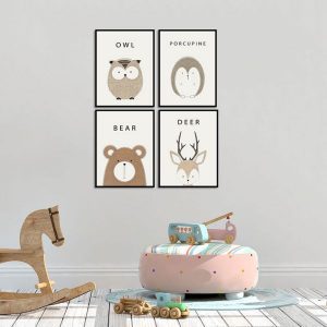 Bộ 4 tranh vẽ động vật ngộ nghĩnh MS0489