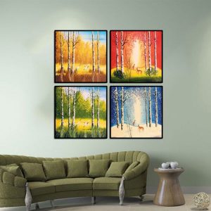 Bộ 4 tranh thiên nhiên động vật MS0491