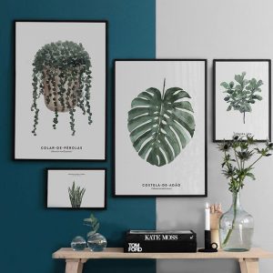 Bộ 4 tranh lá xanh MS0493