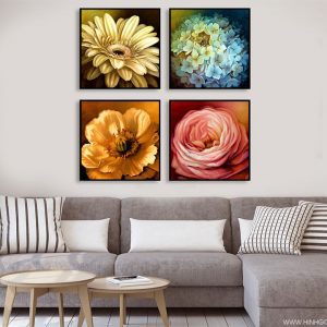 Bộ 4 tranh hoa nghệ thuật màu sắc MS0494