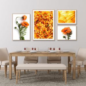 Bộ 4 tranh 3D hoa màu cam MS0495