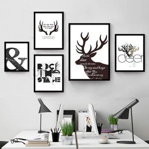 Bộ 5 tranh phòng khách Scandivanian hươu nâu MS0533