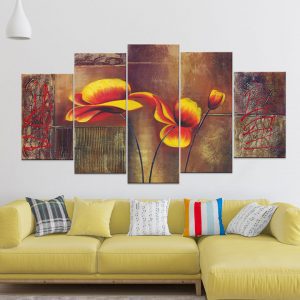 Bộ 5 tranh ghép vẽ hoa nghệ thuật MS0554