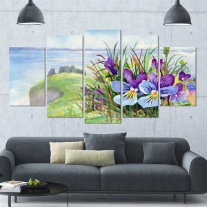 Bộ 5 tranh ghép thiên nhiên hoa xanh MS0594