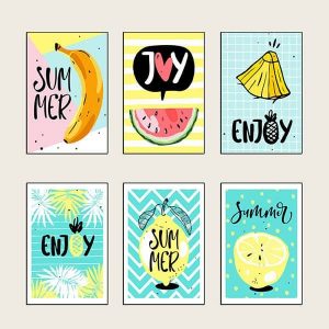 Bộ 6 tranh vẽ hoa quả màu sắc MS0629