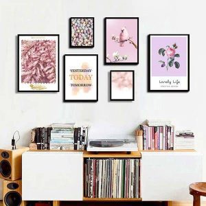 Bộ 6 bức tranh phong cách Scandinavian sắc hồng MS0630