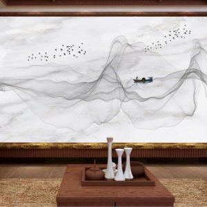 Tranh dán tường trừu tượng con thuyền trên biển TDT029