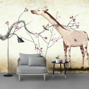 Tranh dán tường vẽ hươu cao cổ ngộ nghĩnh TDT035