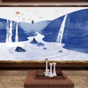 Tranh dán tường trừu tượng phật giáo và thiên nhiên TDT037