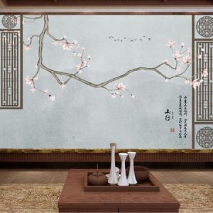 Tranh dán tường hoa đào cổ TDT041