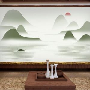 Tranh dán tường trừu tượng thiên nhiên núi sông TDT043