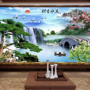 Tranh dán tường thiên nhiên núi rừng Trung Quốc TDT050
