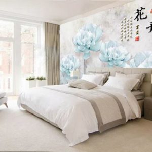 Tranh dán tường 3D hoa sen xanh TDT051