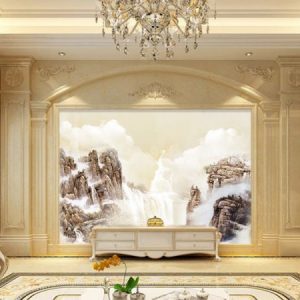 Tranh dán tường núi sương mù trắng TDT056