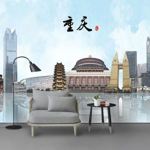 Tranh dán tường kiến trúc thành phố cao tầng TDT090