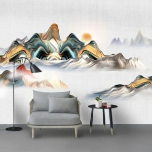 Tranh dán tường trừu tượng núi sương mù TDT103