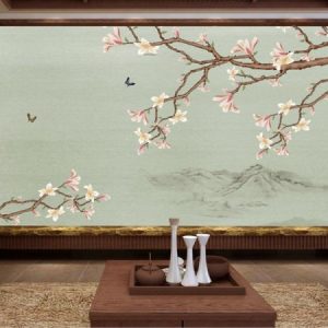 Tranh dán tường bướm và hoa TDT109