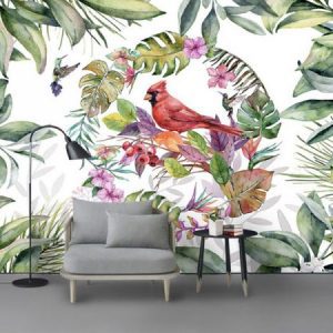 Tranh dán tường hoa lá và chim TDT120