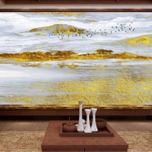 Tranh dán tường trừu tượng núi vàng TDT124