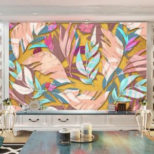 Tranh dán tường 3D lông chim màu sắc TDT134