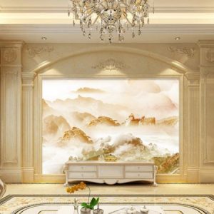 Tranh dán tường trừu tượng núi ánh vàng TDT135