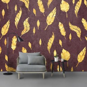 Tranh dán tường 3D lá vàng TDT141