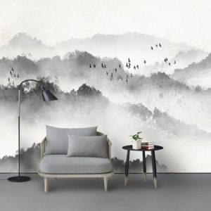 Tranh dán tường 3D núi rừng và đàn chim TDT147