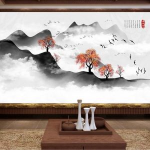 Tranh dán tường thiên nhiên núi rừng Trung Quốc TDT175