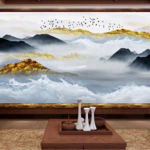 Tranh dán tường 3D núi vàng TDT183