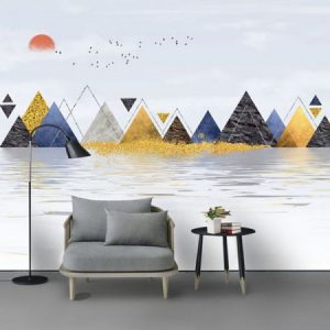 Tranh dán tường trừu tượng núi hình học TDT189
