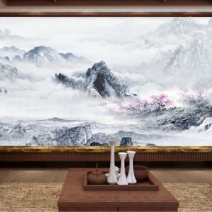 Tranh dán tường thủy mạc thiên nhiên núi rừng TDT194