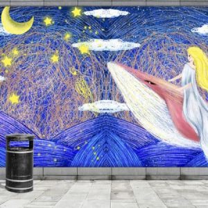 Tranh dán tường vẽ họa hình công chúa tóc mây TDT209