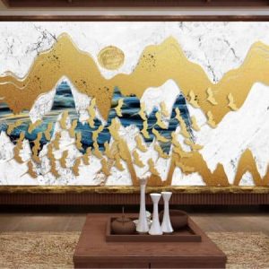 Tranh dán tường trừu tượng đàn chim vàng TDT216