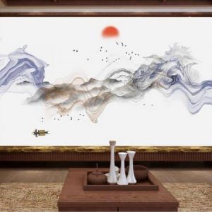 Tranh dán tường trừu tượng người chèo thuyền TDT221