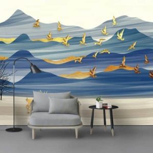 Tranh dán tường 3D đàn chim vàng TDT227