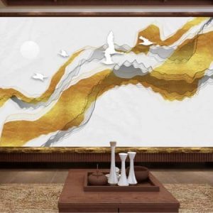 Tranh dán tường trừu tượng đàn chim trắng TDT242