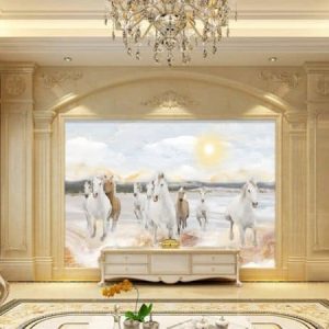Tranh dán tường 3D đàn ngựa trắng TDT244