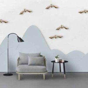 Tranh dán tường trừu tượng 3D đàn chim nâu TDT245