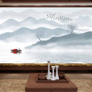 Tranh dán tường sông núi và con người TDT247