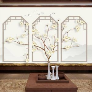 Tranh dán tường cây hoa trắng TDT249