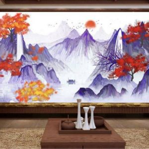 Tranh dán tường trừu tượng núi rừng TDT253