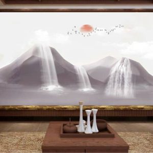 Tranh dán tường trừu tượng thiên nhiên núi nâu TDT256