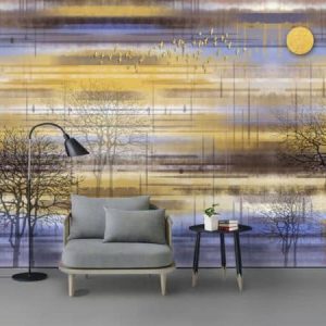 Tranh dán tường 3D trừu tượng thiên nhiên động vật TDT258