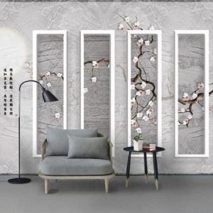 Tranh dán tường 3D cành hoa trắng TDT263