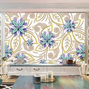 Tranh dán tường 3D gấp giấy hoa tím TDT267