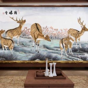Tranh dán tường hươu nâu chấm vàng TDT268